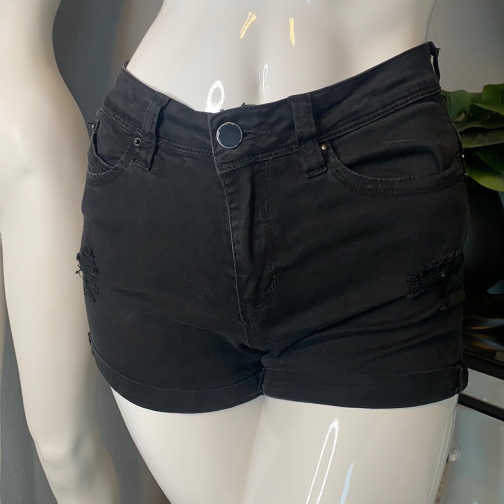 Stretchy black jean shorts